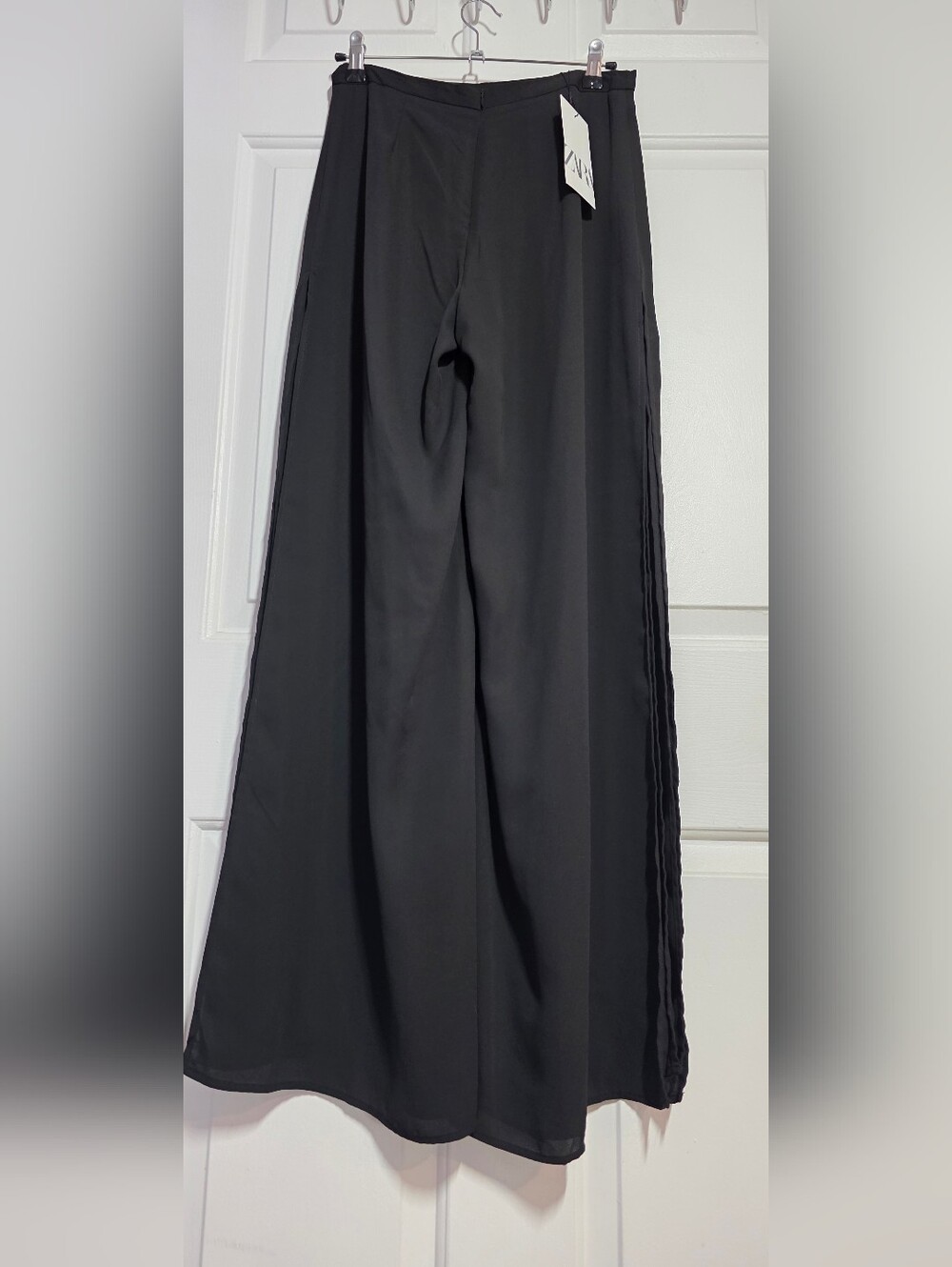 Zara Side Slit Wide Leg Black Lightweight Pants - Picture 11 of 12